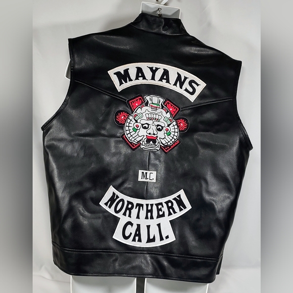 Mayans MC Northern Cali Oakland Biker Black Faux Leather President Vest - Picture 1 of 11